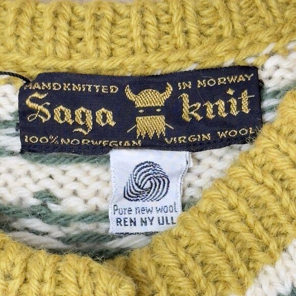 Saga Knit Fair Isle Cardigan Women’s Medium Nordic Wool Lodge Cabin Hand Knit - Picture 10 of 13